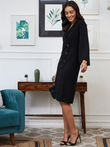 Women's Black Work Regular Fit Solid Full Sleeves Dress