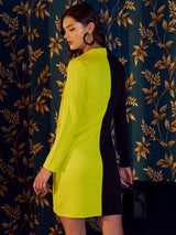Women's Black Party Regular Fit Solid Full Sleeves Dress