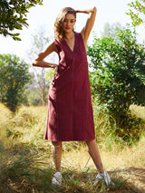 Women's Brown Casual Regular Fit Solid Sleeveless Dress