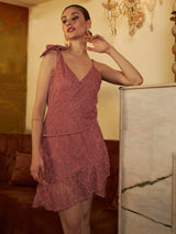 Women's Pink Casual Regular Fit Solid Sleeveless Dress