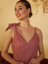 Women's Pink Casual Regular Fit Solid Sleeveless Dress