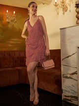 Women's Pink Casual Regular Fit Solid Sleeveless Dress
