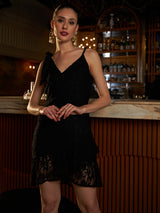 Women's Black Party Regular Fit Solid Sleeveless Dress