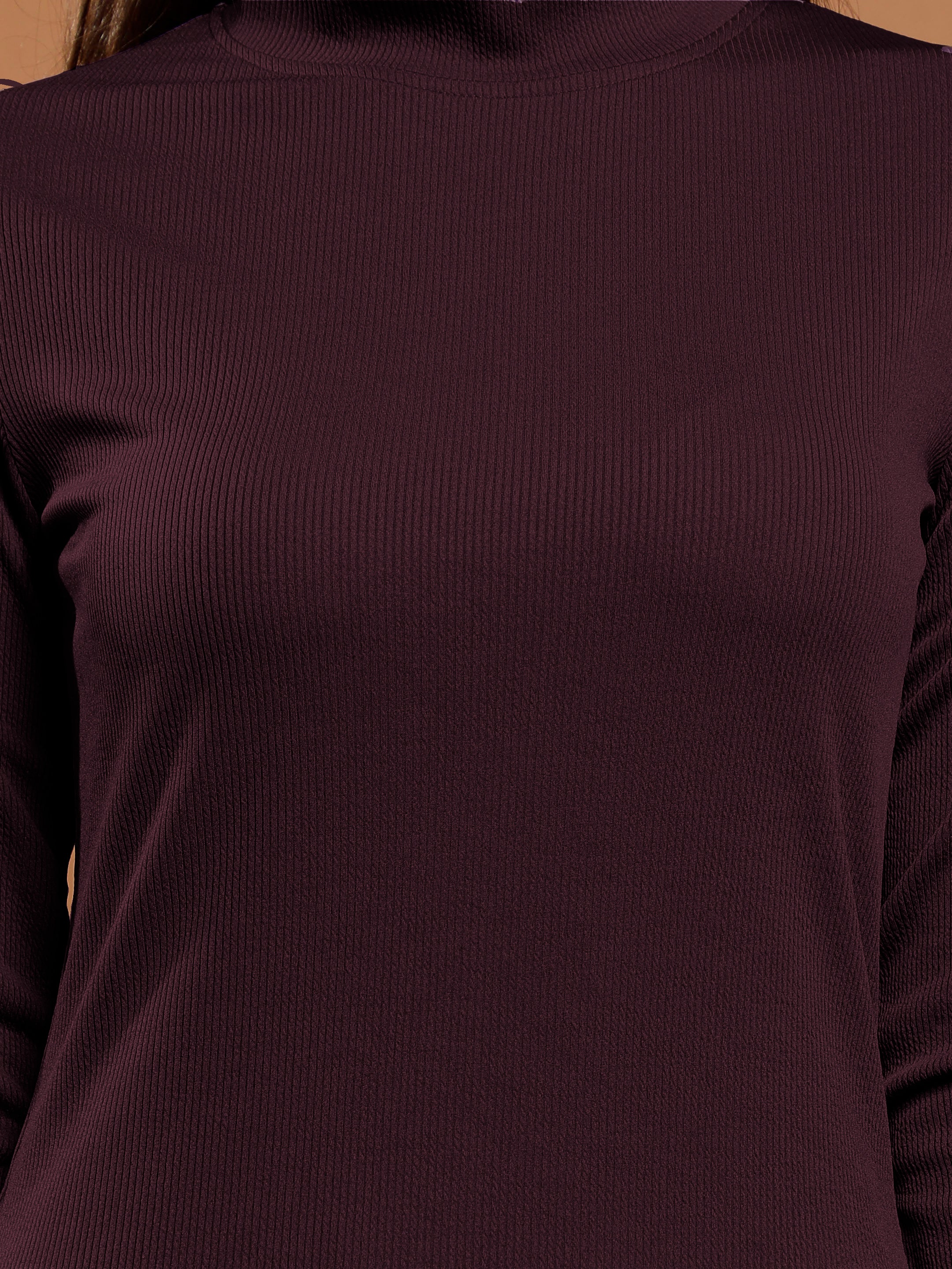 Women's Purple Party Bodycon Solid Full Sleeves Dress
