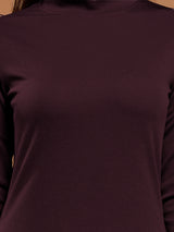 Women's Purple Party Bodycon Solid Full Sleeves Dress