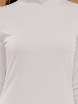 Women's White Work Bodycon Solid Full Sleeves Dress