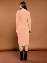 Women's Pink Casual Bodycon Solid Full Sleeves Dress