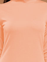 Women's Pink Casual Bodycon Solid Full Sleeves Dress