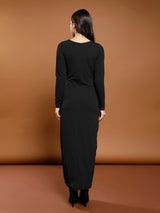 Women's Black Work Bodycon Solid Full Sleeves Dress