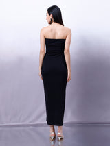 Women's Black Party Maxi Embellished Sleeveless Dress