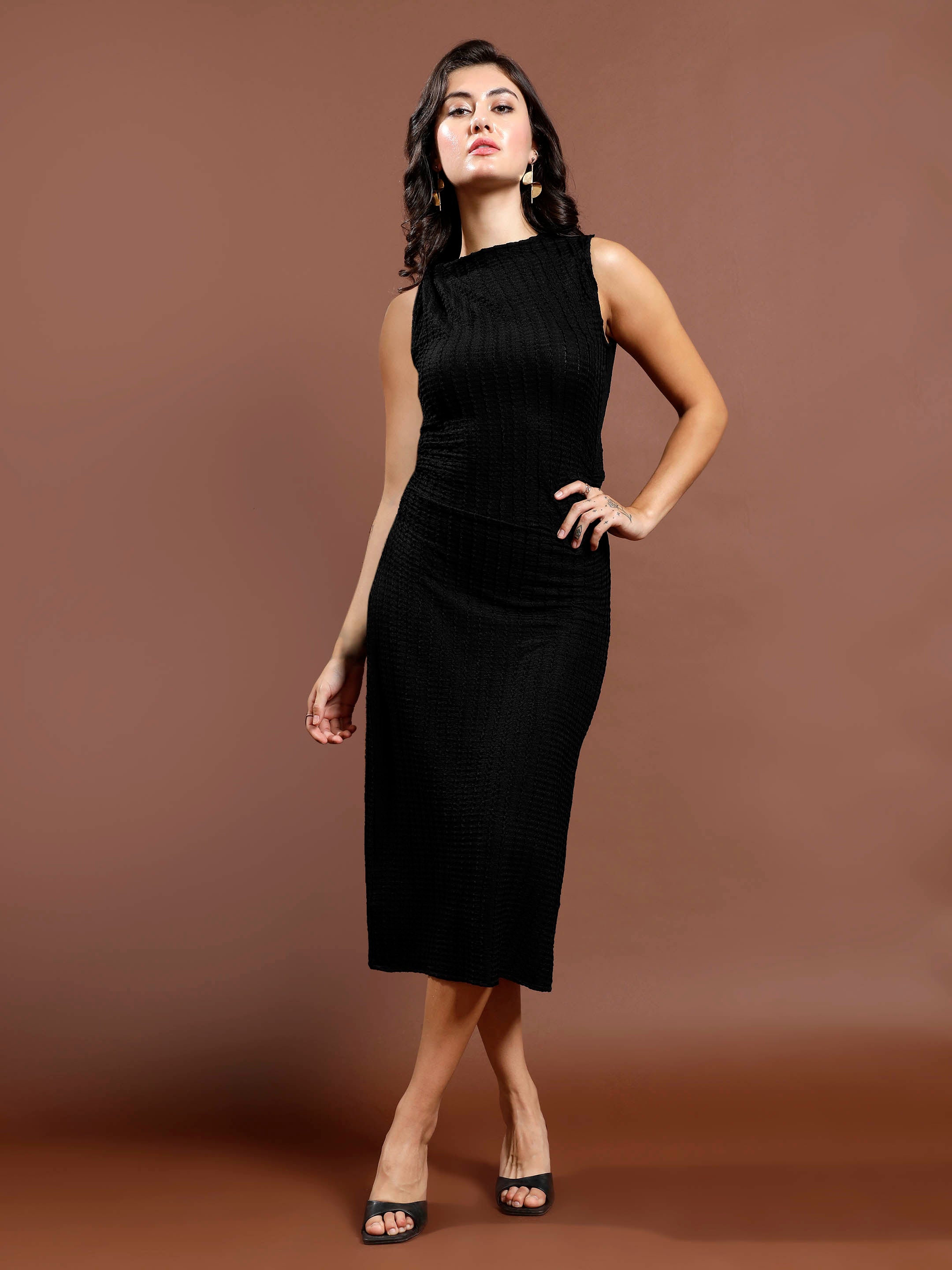 Women's Black Party Bodycon Solid Sleeveless Dress