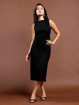 Women's Black Party Bodycon Solid Sleeveless Dress