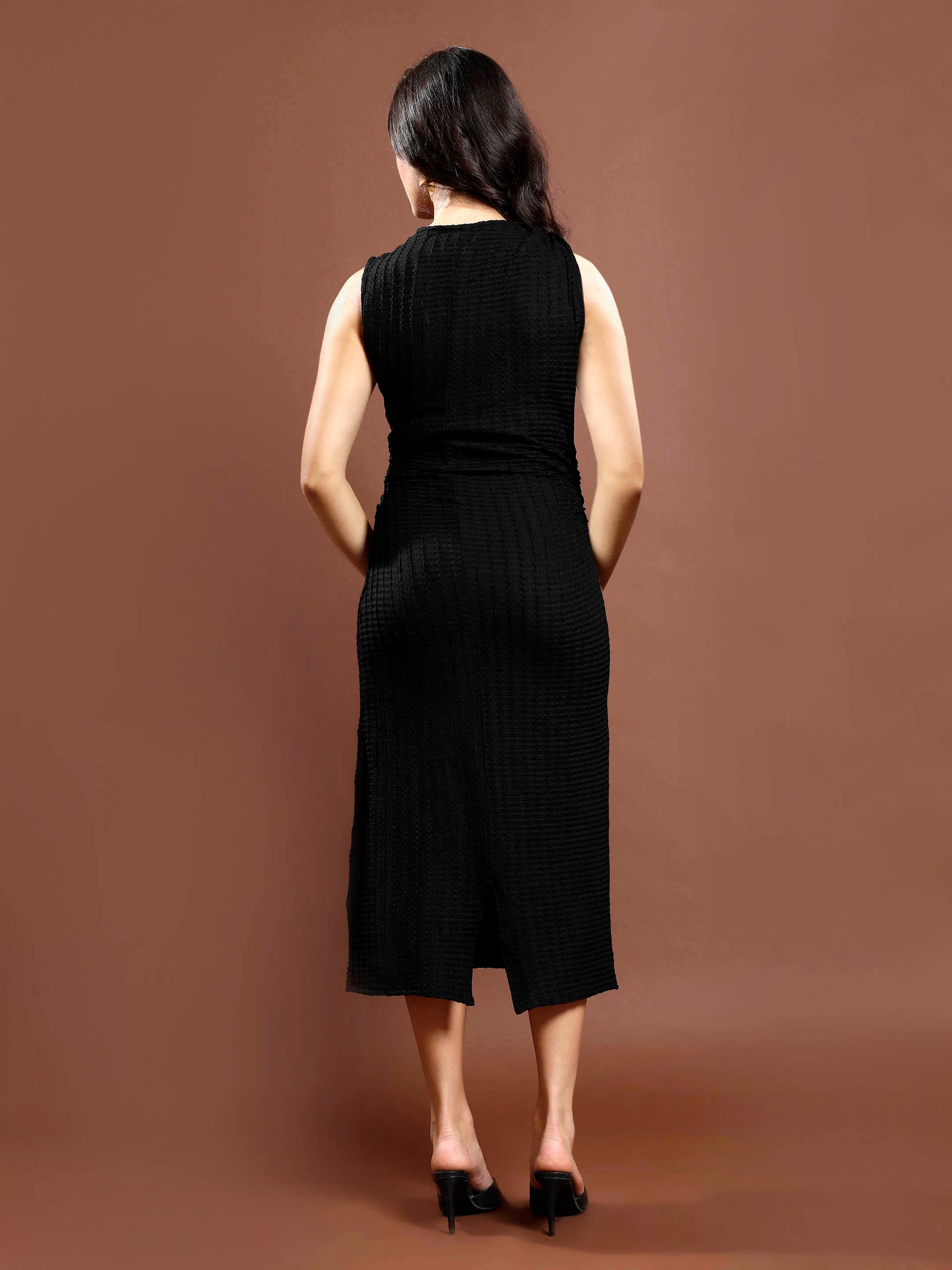 Women's Black Party Bodycon Solid Sleeveless Dress