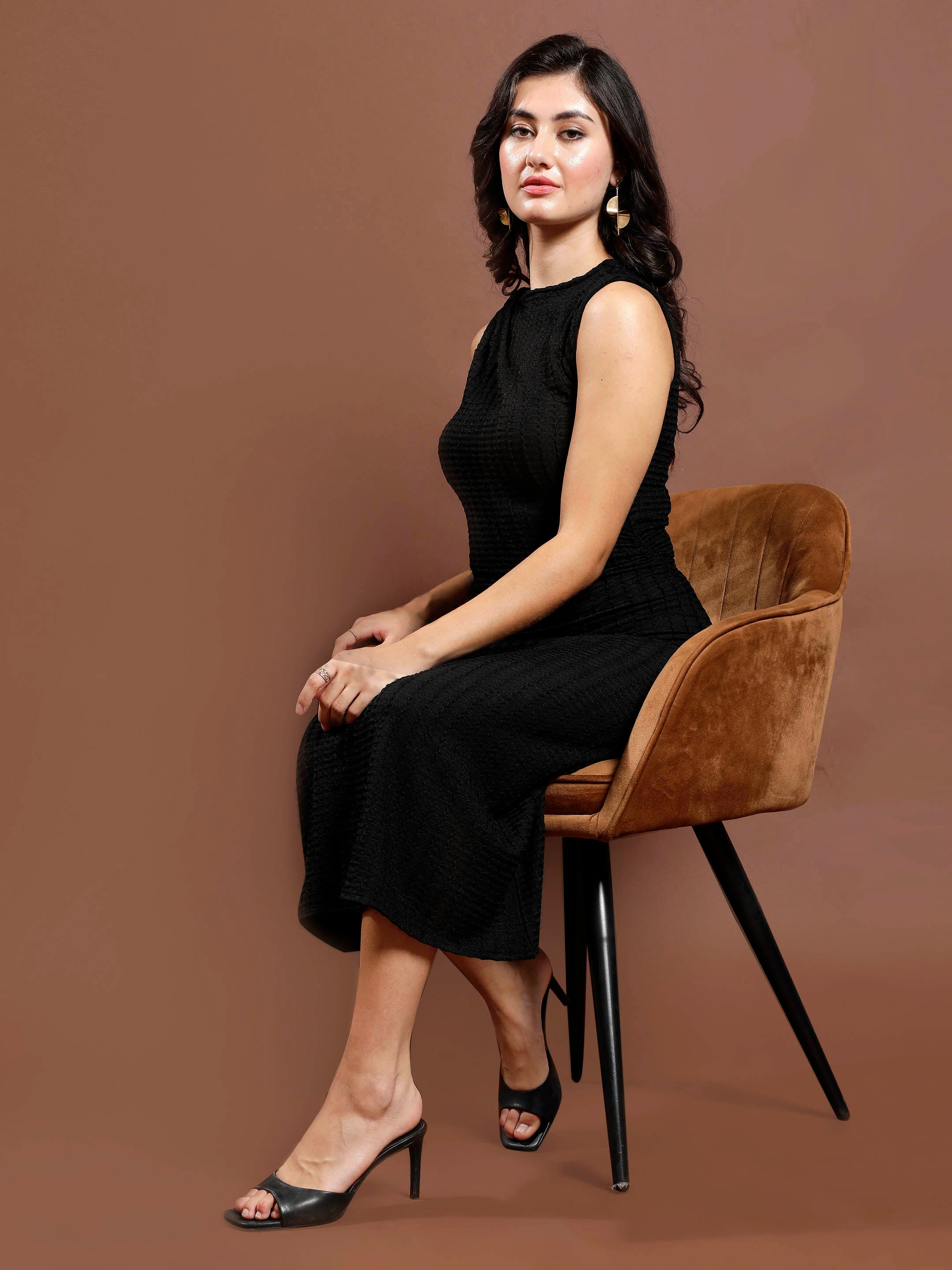 Women's Black Party Bodycon Solid Sleeveless Dress