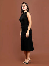 Women's Black Party Bodycon Solid Sleeveless Dress