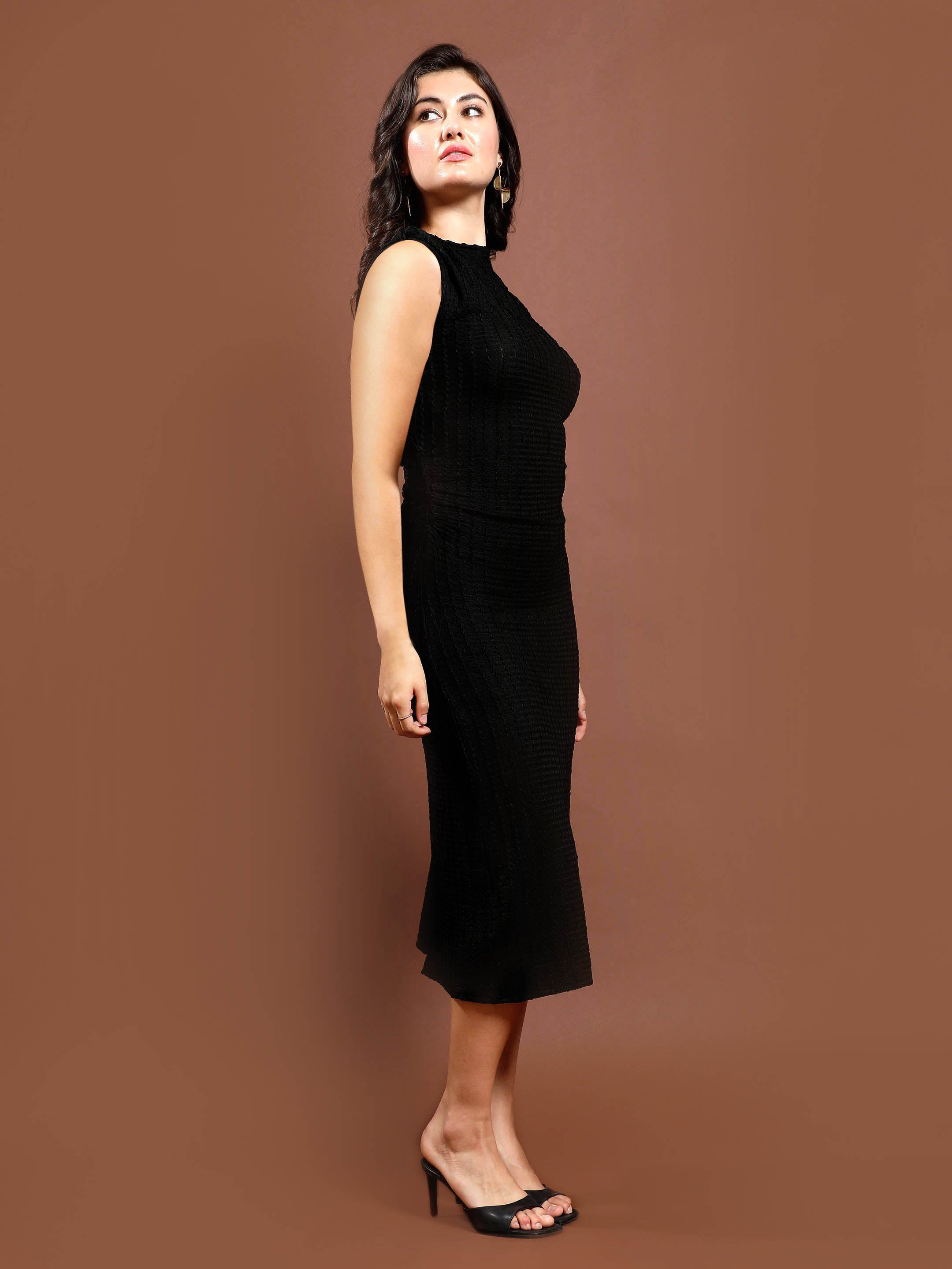 Women's Black Party Bodycon Solid Sleeveless Dress