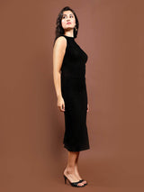 Women's Black Party Bodycon Solid Sleeveless Dress