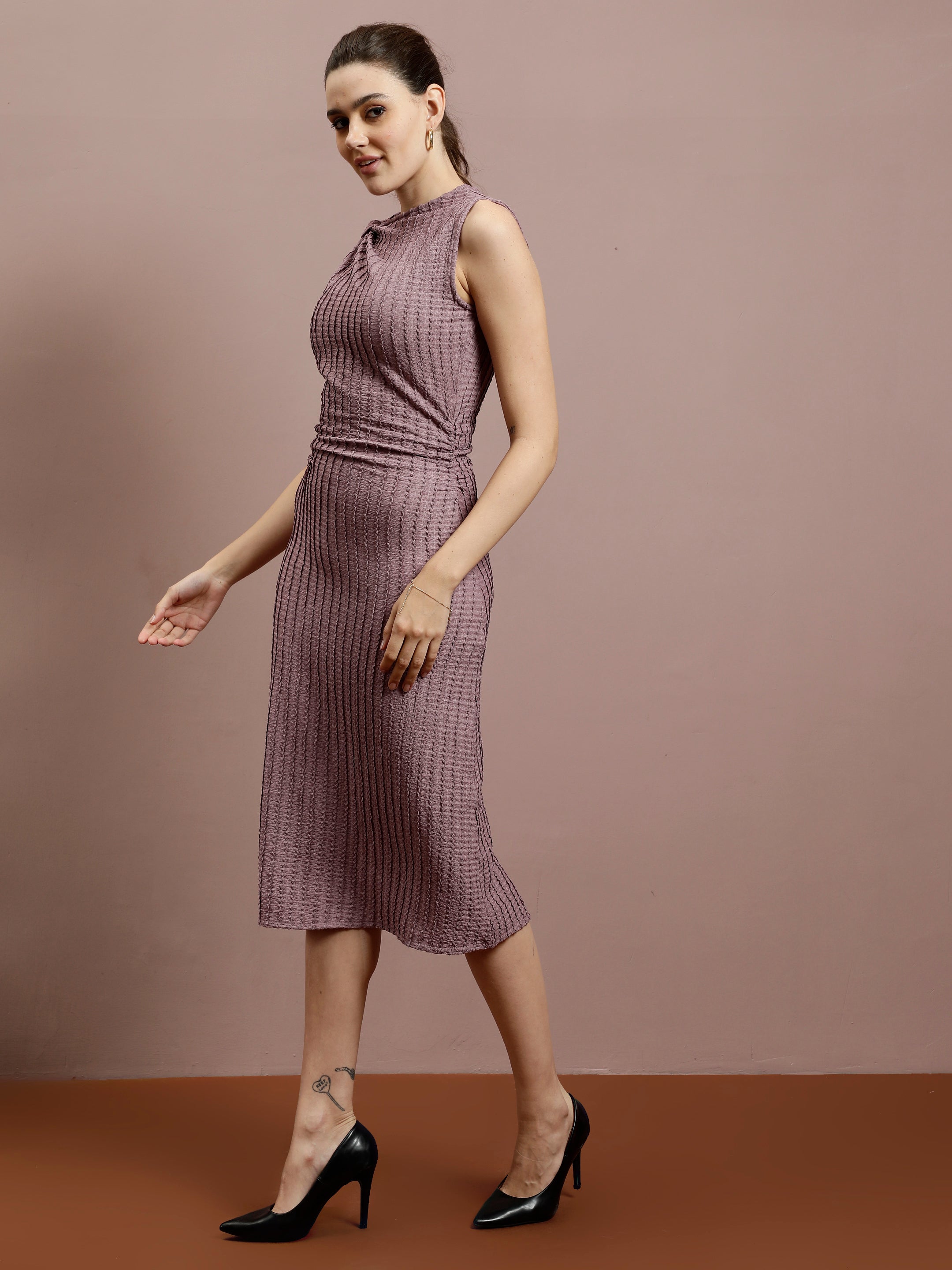 Women's Purple Casual Bodycon Solid Sleeveless Dress