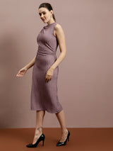 Women's Purple Casual Bodycon Solid Sleeveless Dress