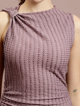 Women's Purple Casual Bodycon Solid Sleeveless Dress