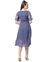 Women's Purple Casual Regular Fit Printed Half Sleeves Dress