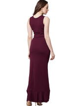 Women's Red Party Regular Fit Solid Sleeveless Dress