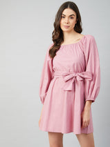 Women's Purple Casual Regular Fit Solid Full Sleeves Dress
