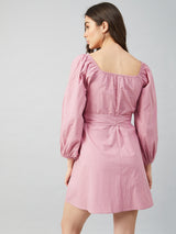 Women's Purple Casual Regular Fit Solid Full Sleeves Dress