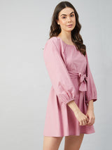 Women's Purple Casual Regular Fit Solid Full Sleeves Dress