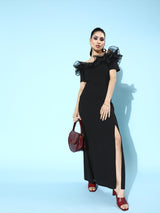 Women's Black Party Bodycon Solid Half Sleeves Dress