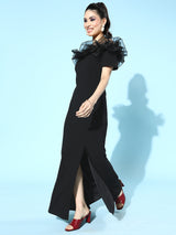 Women's Black Party Bodycon Solid Half Sleeves Dress