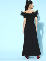 Women's Black Party Bodycon Solid Half Sleeves Dress