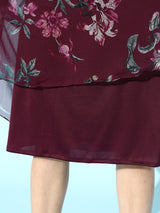 Women's Red Casual Fit & Flare Printed Full Sleeves Dress