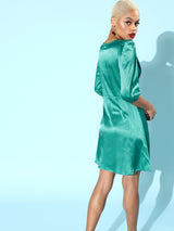 Women's Green Party Fit & Flare Solid Half Sleeves Dress