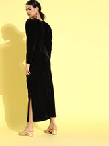 Women's Black Party Bodycon Solid Full Sleeves Dress