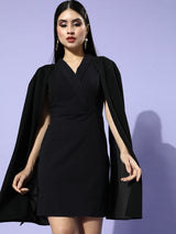 Women's Black Party Regular Fit Solid Sleeveless Dress