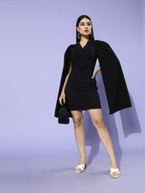 Women's Black Party Regular Fit Solid Sleeveless Dress