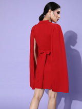 Women's Red Party Regular Fit Solid Sleeveless Dress