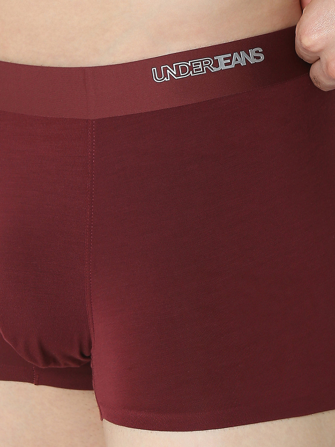 Men's Red Mid-Rise Solid Trunk