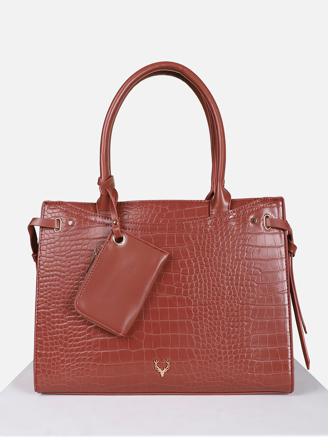 Women's Brown Textured Satchel