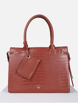 Women's Brown Textured Satchel