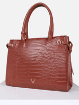 Women's Brown Textured Satchel