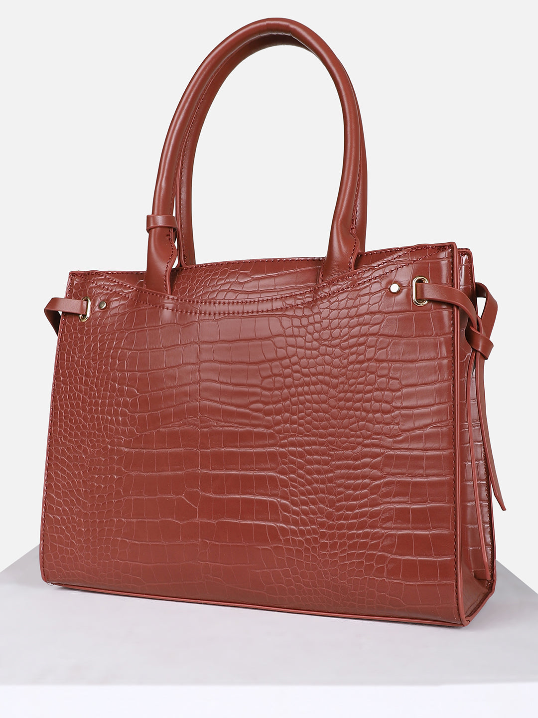 Women's Brown Textured Satchel