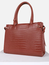 Women's Brown Textured Satchel