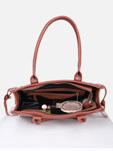 Women's Brown Textured Satchel