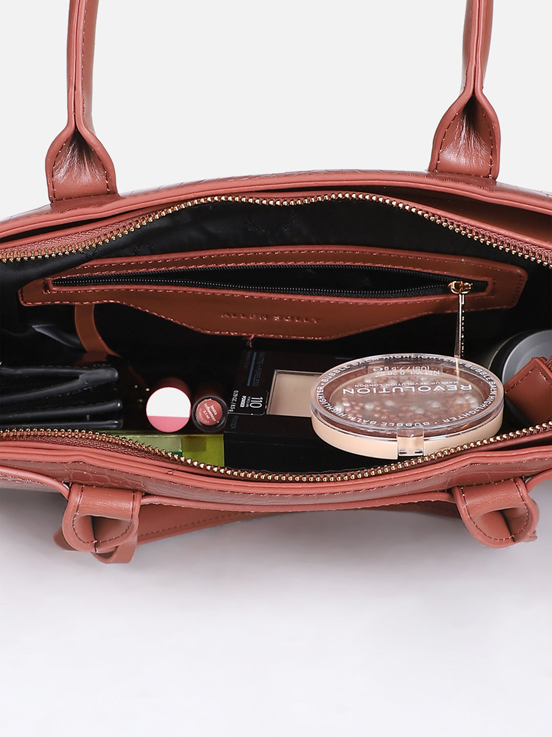 Women's Brown Textured Satchel