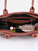 Women's Brown Textured Satchel