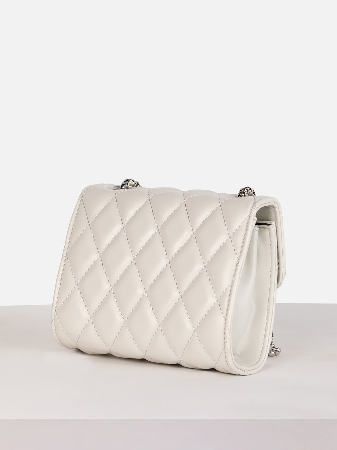 Women's Off White Quilted Sling Bag