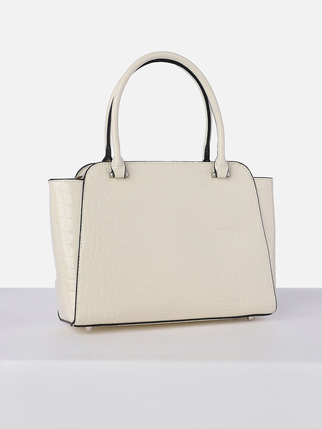 Women's White Textured Satchel
