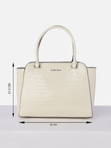 Women's White Textured Satchel